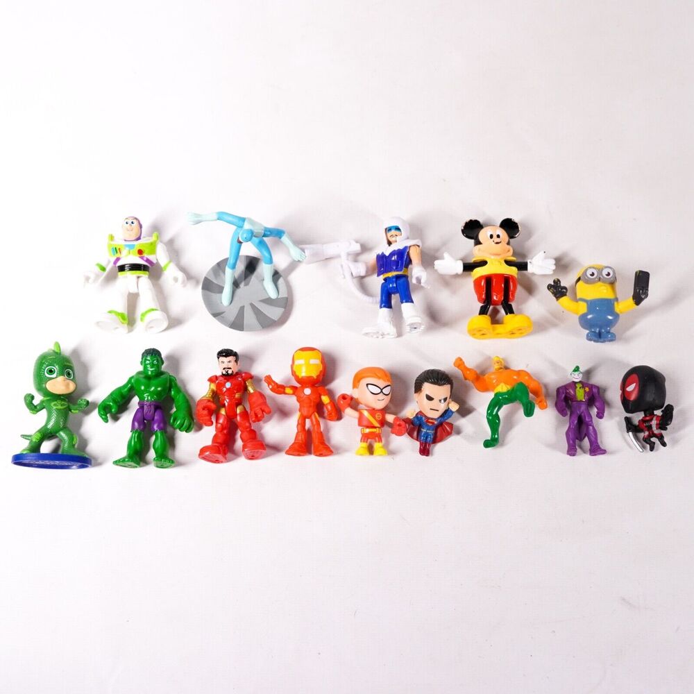 2" Hulk Ironman Superman Joker Mixed Super Hero Toon Action Figure Toy Lot x14